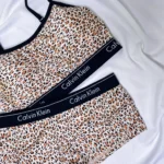 ست تاپ و شورت زنانه پلنگی calvin klein | ست لباس زیر پلنگی