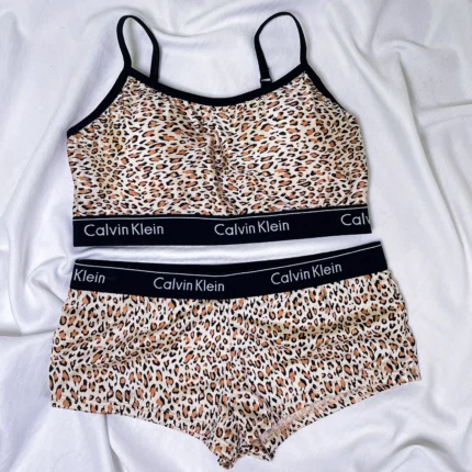 ست نیم تنه و شورت زنانه پلنگی calvin klein klein | ست لباس زیر پلنگی
